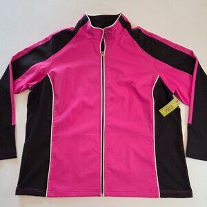 Made for Life Women's Full-Zip Active Jacket, 2X, Rose Valley Pink/Black, NWT
